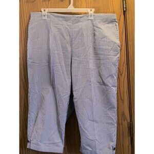 Alfred Dunner Pants Womens 22 Cropped Pull On Gingham Blue White
